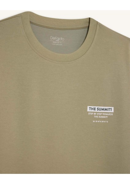 Regular Fit Bisiklet Yaka Baskılı Kısa Kollu Ağır Kumaş Tişört D5495AX25SP