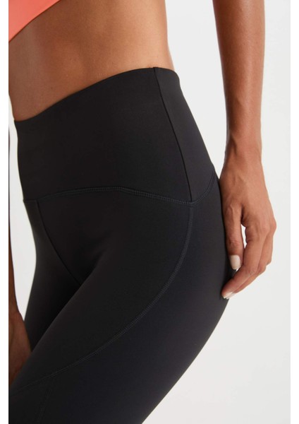 Fit Siyah Toparlayıcı Yüksek Bel Şekillendirici Esnek Sporcu Tayt Z0817AZ25SP