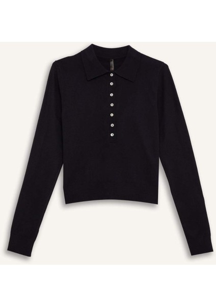 Regular Fit Polo Yaka Basic Düz Triko Kazak D6259Ax25Sp