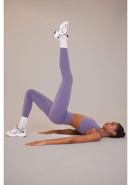 Fit Yüksek Bel Beli Saran Esnek Basic Düz Sporcu Tayt B4147AX25SP
