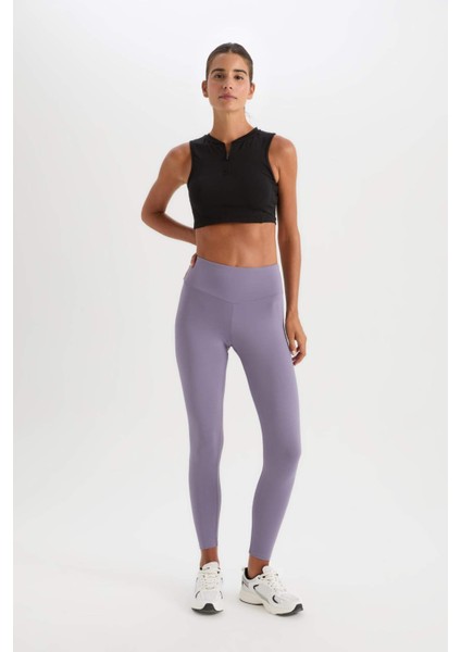Fit Yüksek Bel Beli Saran Esnek Basic Düz Sporcu Tayt B4147AX25SP