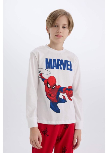 Erkek Çocuk Pijama Takımı Marvel Spiderman Bisiklet Yaka Uzun Kollu Üst Uzun Alt Y4861A624WN