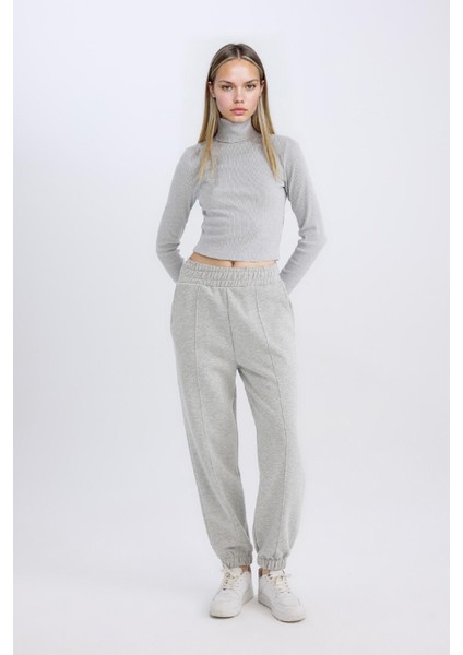 Fitted Balıkçı Yaka Fitilli Kaşkorse Basic Düz Uzun Kollu Tişört D8798AX24AU