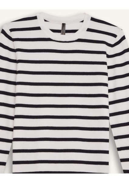 Regular Fit Çizgili Bisiklet Yaka Triko Kazak