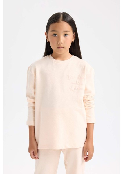 Kız Çocuk Pijama Takımı Uzun Kollu Üst Beli Lastikli Alt D6655A824WN