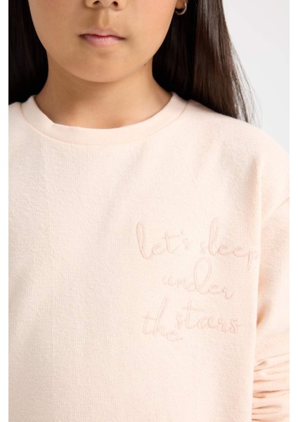 Kız Çocuk Pijama Takımı Uzun Kollu Üst Beli Lastikli Alt D6655A824WN