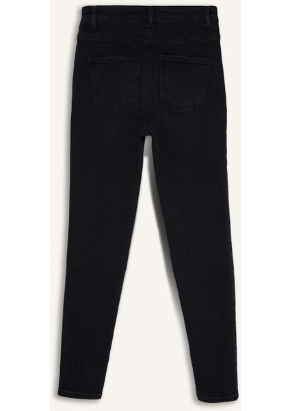Skinny Fit Yüksek Bel Düz Paça Uzun Jean Kar Yıkamalı Pantolon D6601AX25SP