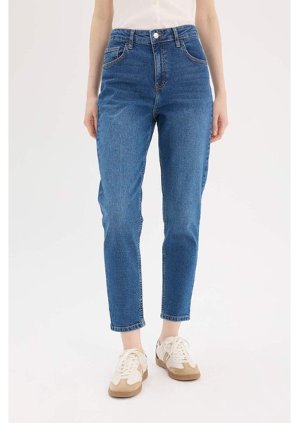 Lina Comfort Mom Normal Bel Düz Paça Jean Kar Yıkamalı Pantolon D8179AX25SP