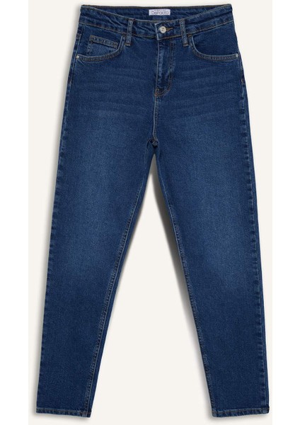 Lina Comfort Mom Normal Bel Düz Paça Jean Kar Yıkamalı Pantolon D8179AX25SP