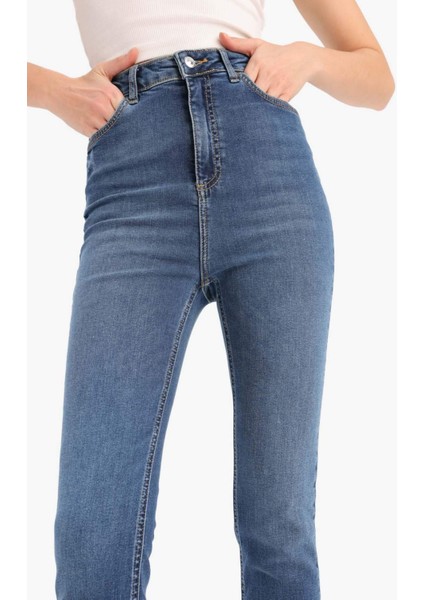 Anna Skinny Fit Yüksek Bel Düz Paça Uzun Jean Taş Yıkama Pantolon D8177AX25SP