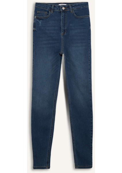 Anna Skinny Fit Yüksek Bel Düz Paça Uzun Jean Taş Yıkama Pantolon D8177AX25SP