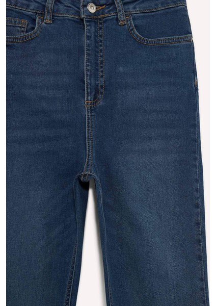 Anna Skinny Fit Yüksek Bel Düz Paça Uzun Jean Taş Yıkama Pantolon D8177AX25SP