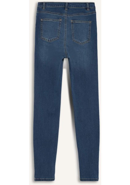 Anna Skinny Fit Yüksek Bel Düz Paça Uzun Jean Taş Yıkama Pantolon D8177AX25SP
