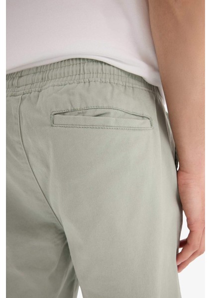%100 Pamuk Jogger Slim Fit Dar Kesim Beli Bağcıklı Gabardin Pantolon D8607AX25SP
