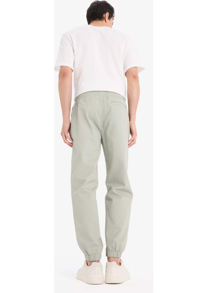 %100 Pamuk Jogger Slim Fit Dar Kesim Beli Bağcıklı Gabardin Pantolon D8607AX25SP