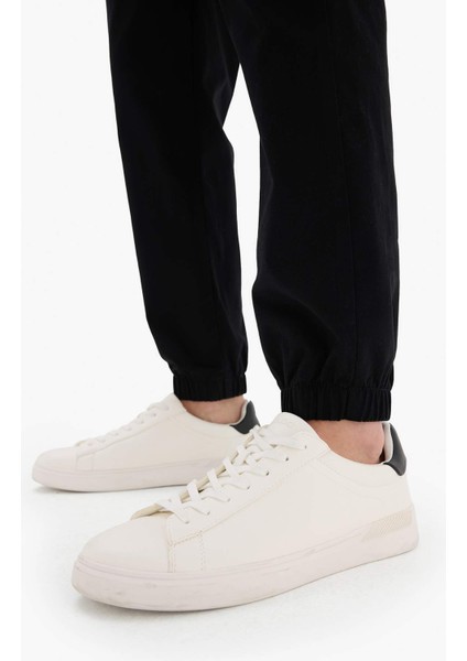 %100 Pamuk Jogger Slim Fit Dar Kesim Beli Bağcıklı Gabardin Pantolon D8607AX25SP