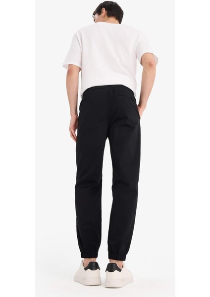%100 Pamuk Jogger Slim Fit Dar Kesim Beli Bağcıklı Gabardin Pantolon D8607AX25SP