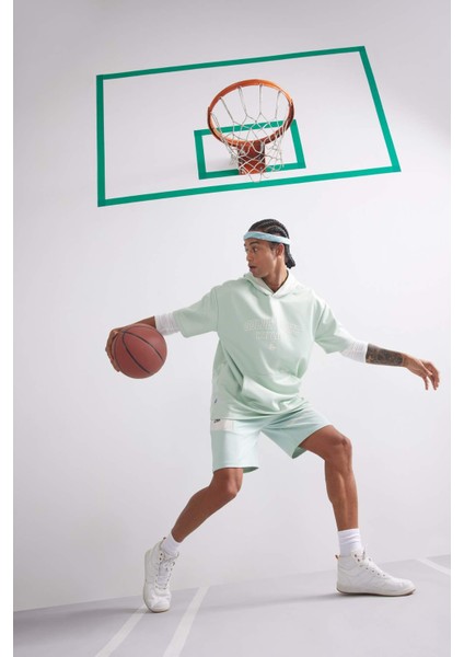 Fit NBA Golden State Warriors Oversize Geniş Kalıp Kapüşonlu Waffle Kısa Kollu Tişört D8612AX25SP