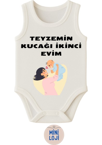 Teyzemin Kucağı Ikinci Evim Yazılı Özel Tasarım Bebek Zıbın Body – %100 Pamuklu, Unisex modelleri
