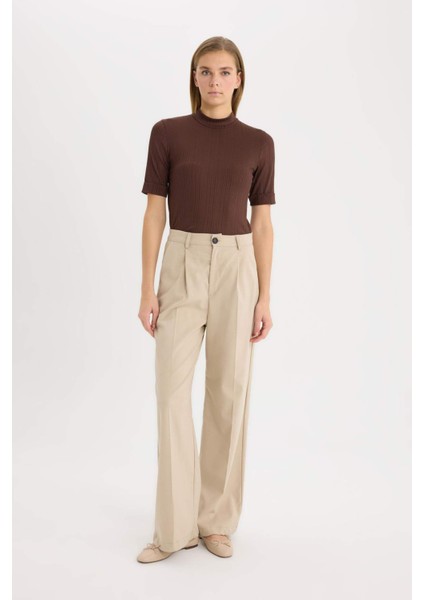 Regular Fit Yarım Balıkçı Yaka Fitilli Kaşkorse Kısa Kollu Tişört B1177AX25SP