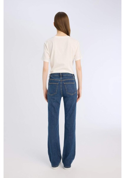 Yüksek Bel Geniş Paça Cepli Jean Pantolon D7971AX25SP