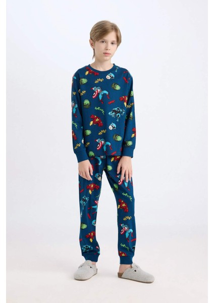 Erkek Çocuk Pijama Takımı Marvel Comics Uzun Kollu Üst Beli Lastikli Uzun Alt D6328A824WN