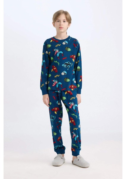 Erkek Çocuk Pijama Takımı Marvel Comics Uzun Kollu Üst Beli Lastikli Uzun Alt D6328A824WN