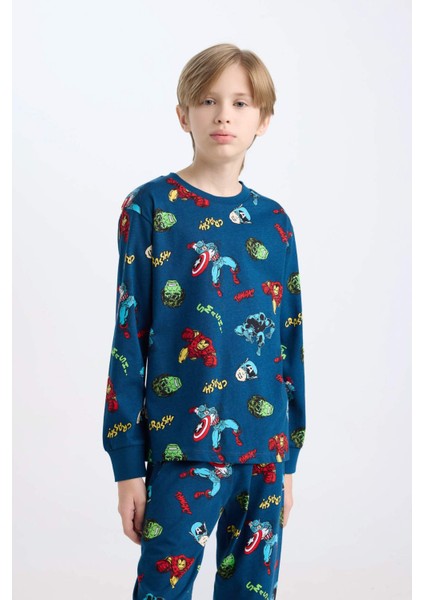 Erkek Çocuk Pijama Takımı Marvel Comics Uzun Kollu Üst Beli Lastikli Uzun Alt D6328A824WN
