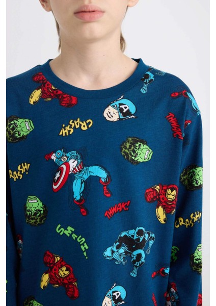 Erkek Çocuk Pijama Takımı Marvel Comics Uzun Kollu Üst Beli Lastikli Uzun Alt D6328A824WN