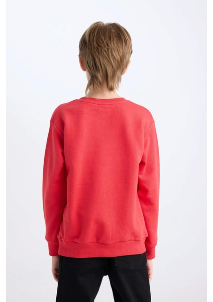 Erkek Çocuk Kırmızı Bisiklet Yaka Atatürk Baskılı Sweatshirt D8202A824WN