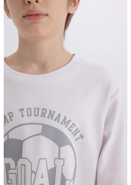 Erkek Çocuk Pijama Takımı Baskılı Uzun Kollu Üst Desenli Alt D5215A824WN