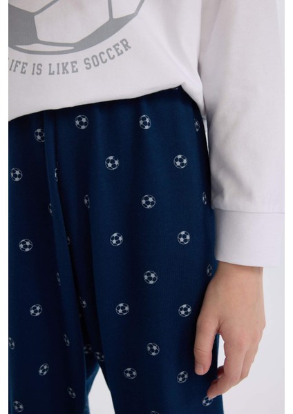 Erkek Çocuk Pijama Takımı Baskılı Uzun Kollu Üst Desenli Alt D5215A824WN