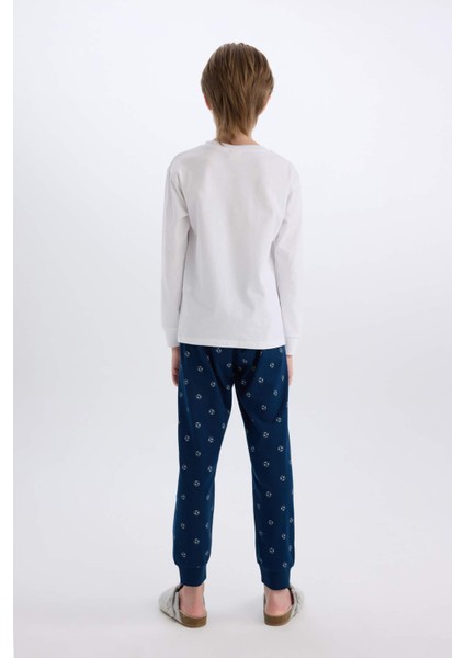 Erkek Çocuk Pijama Takımı Baskılı Uzun Kollu Üst Desenli Alt D5215A824WN