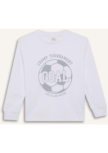 Erkek Çocuk Pijama Takımı Baskılı Uzun Kollu Üst Desenli Alt D5215A824WN