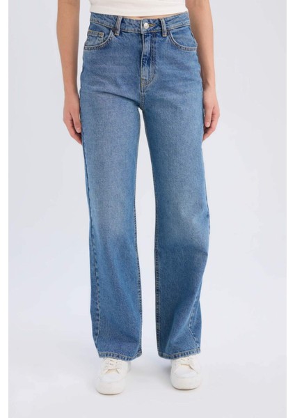 90's Wide Leg Yüksek Bel Geniş Paça Uzun Jean Kar Yıkamalı Pantolon D7952AX25SP