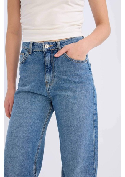 90's Wide Leg Yüksek Bel Geniş Paça Uzun Jean Kar Yıkamalı Pantolon D7952AX25SP