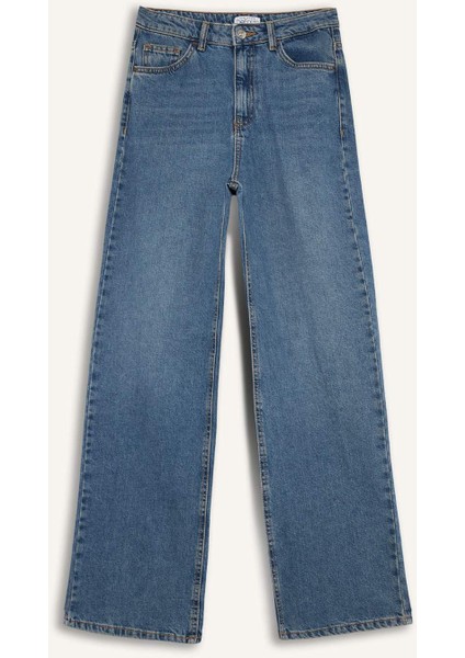 90's Wide Leg Yüksek Bel Geniş Paça Uzun Jean Kar Yıkamalı Pantolon D7952AX25SP
