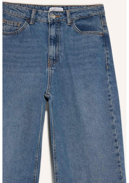 90's Wide Leg Yüksek Bel Geniş Paça Uzun Jean Kar Yıkamalı Pantolon D7952AX25SP