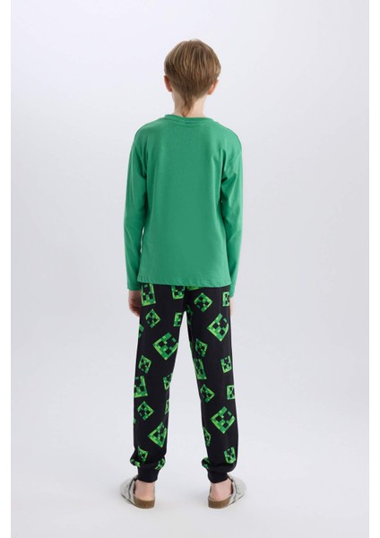 Erkek Çocuk Minecraft Pijama Takımı Uzun Kollu Üst Beli Lastikli Uzun Alt D7817A825SP