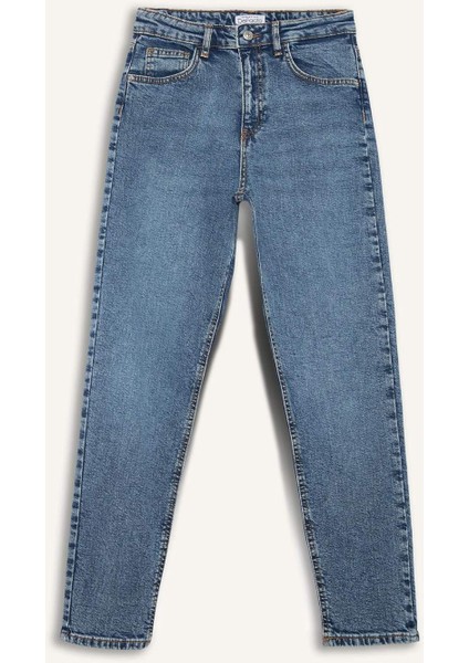 Lina Comfort Mom Normal Bel Düz Paça Jean Kar Yıkamalı Pantolon D7943AX25SP