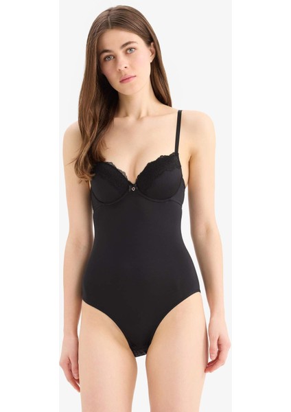 Yarım Dolgulu Dantel Detaylı Bodysuit-Fall in Love D8168AX25SP