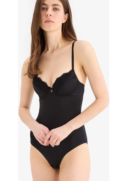 Yarım Dolgulu Dantel Detaylı Bodysuit-Fall in Love D8168AX25SP