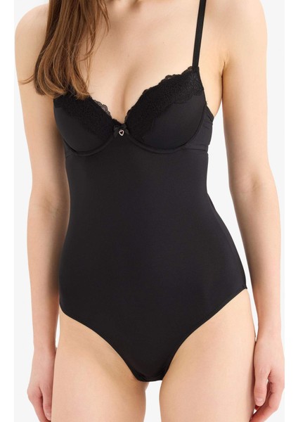 Yarım Dolgulu Dantel Detaylı Bodysuit-Fall in Love D8168AX25SP