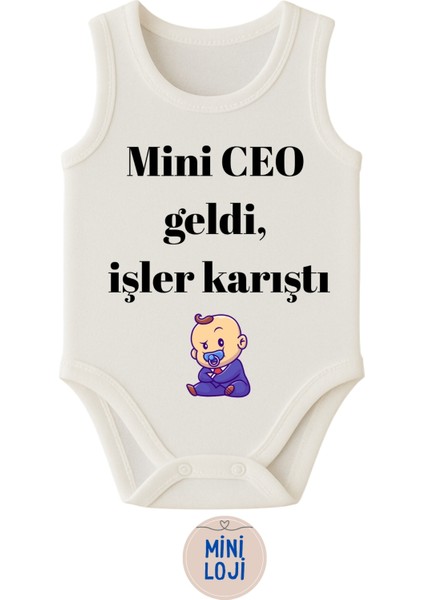 Minik Ceo Geldi Işler Karıştı Yazılı Özel Tasarım Bebek Zıbın Body – %100 Pamuklu, Unisex modelleri
