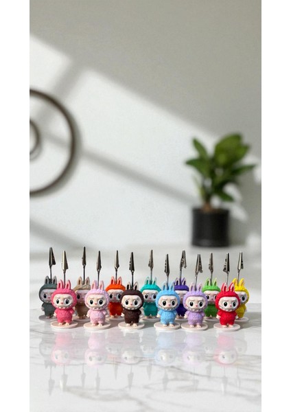 13 Adet Renk Renk Dekoratif Sevimli Labubu Notluk - Kağıt Tutacağı - Fotoğraf Tutacak