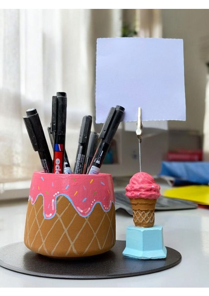 Dondurma Set Fotoğraf Not Tutacağı Kalemlik Ofis Masası Not Tutucu Hediyelik modelleri