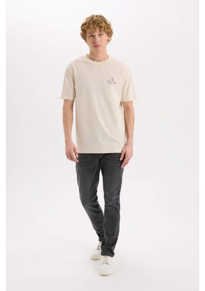 %100 Pamuk Tom & Jerry Regular Fit Bisiklet Yaka Sırt Baskılı Kısa Kollu Tişört D6789AX25SP