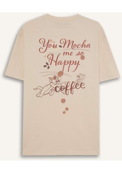 %100 Pamuk Tom & Jerry Regular Fit Bisiklet Yaka Sırt Baskılı Kısa Kollu Tişört D6789AX25SP