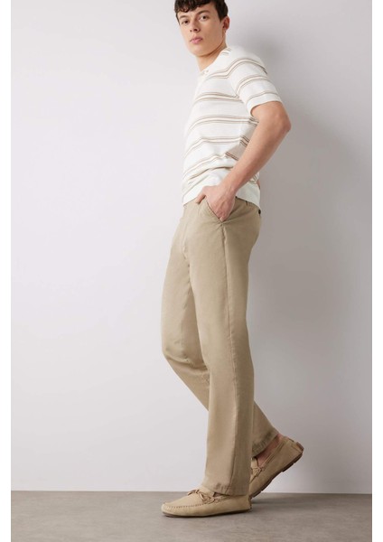Regular Fit Normal Kesim Yazlık Düz Paça Chino Kanvas Pantolon D7349AX25SP
