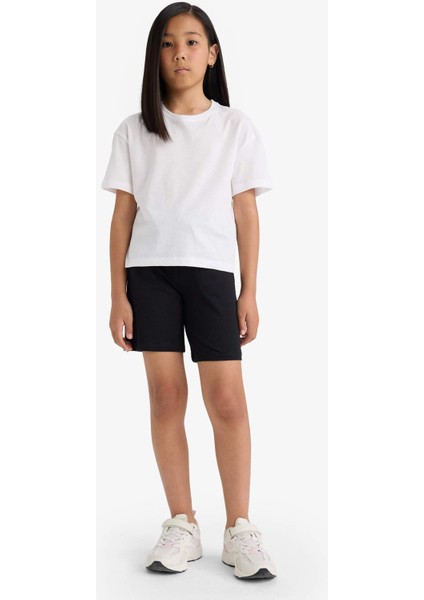 Kız Çocuk Relax Fit Beli Lastikli Basic Düz Şort D9058A825HS